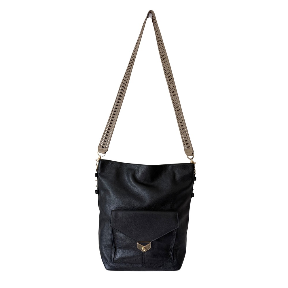 Stella & Dot Bag COVET Genuine Leather Bucket Shoulder Black MSRP $299